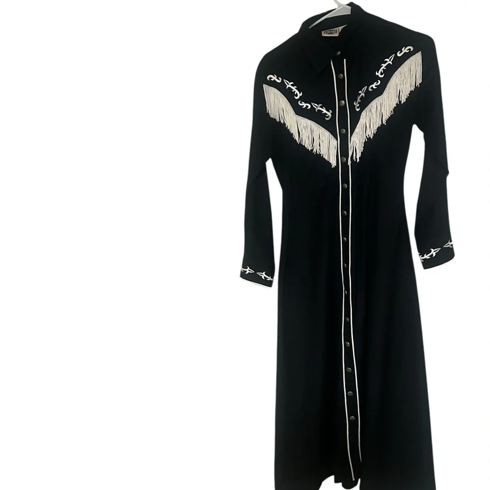 Black Western Fringe Dress - Picture 1 of 5